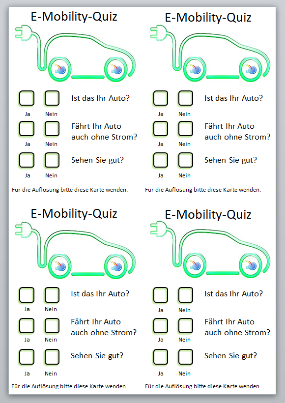 Vorderseite E-Mobility-Quiz